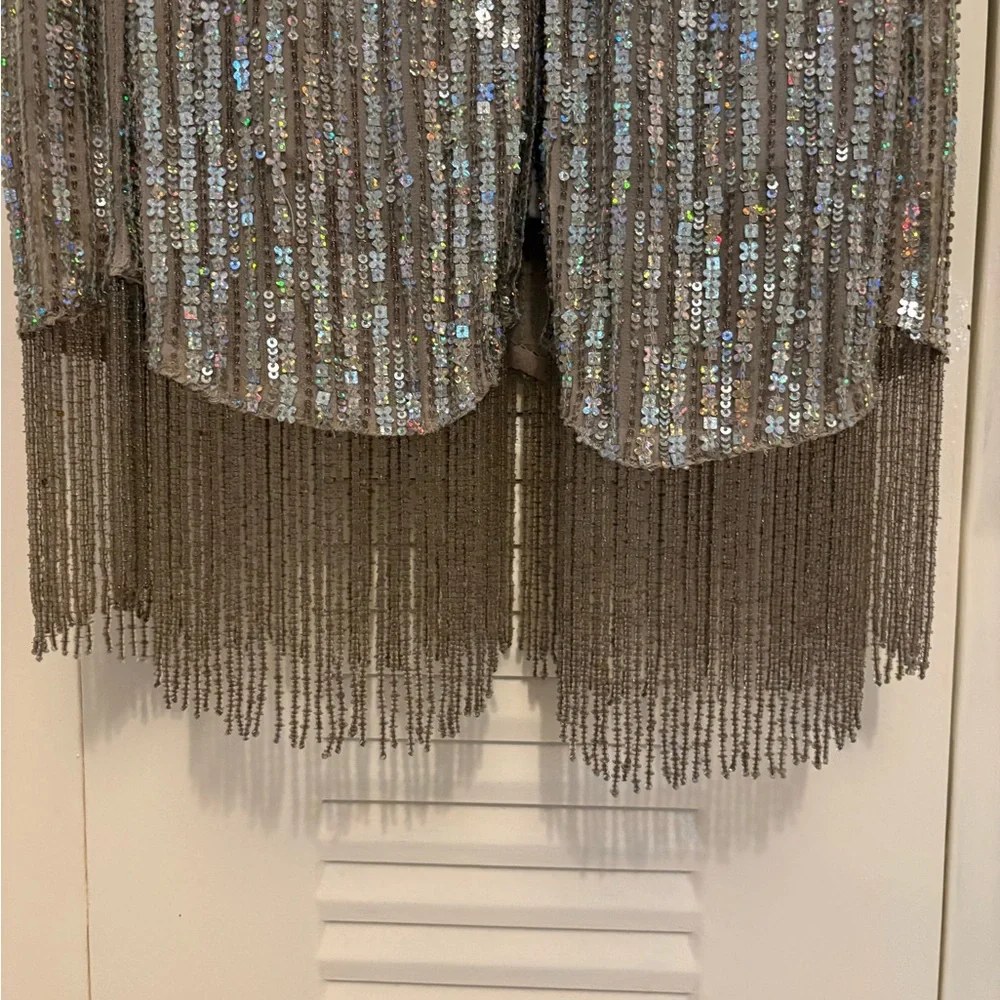 SCALA Y2K Silver Sequin halter Dress - Picture 5 of 12